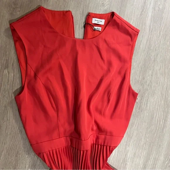 Cherry Red Accordion Dress – Babaton by Aritzia – Size 4 Pleated Midi - Picture 5 of 8